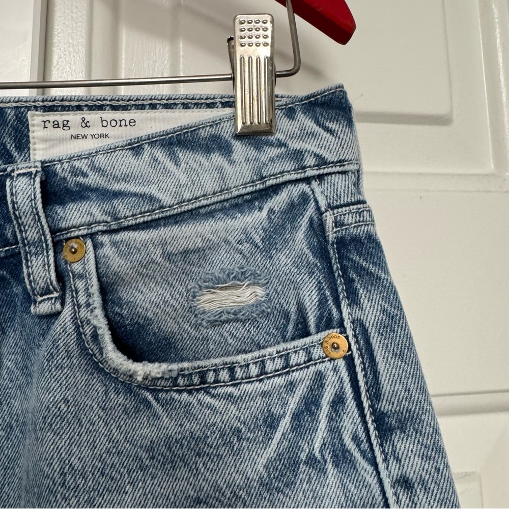Rag & Bone Andi Distressed High Waist Wide Leg Ankle Jeans Malvern Size 27 - Picture 8 of 14